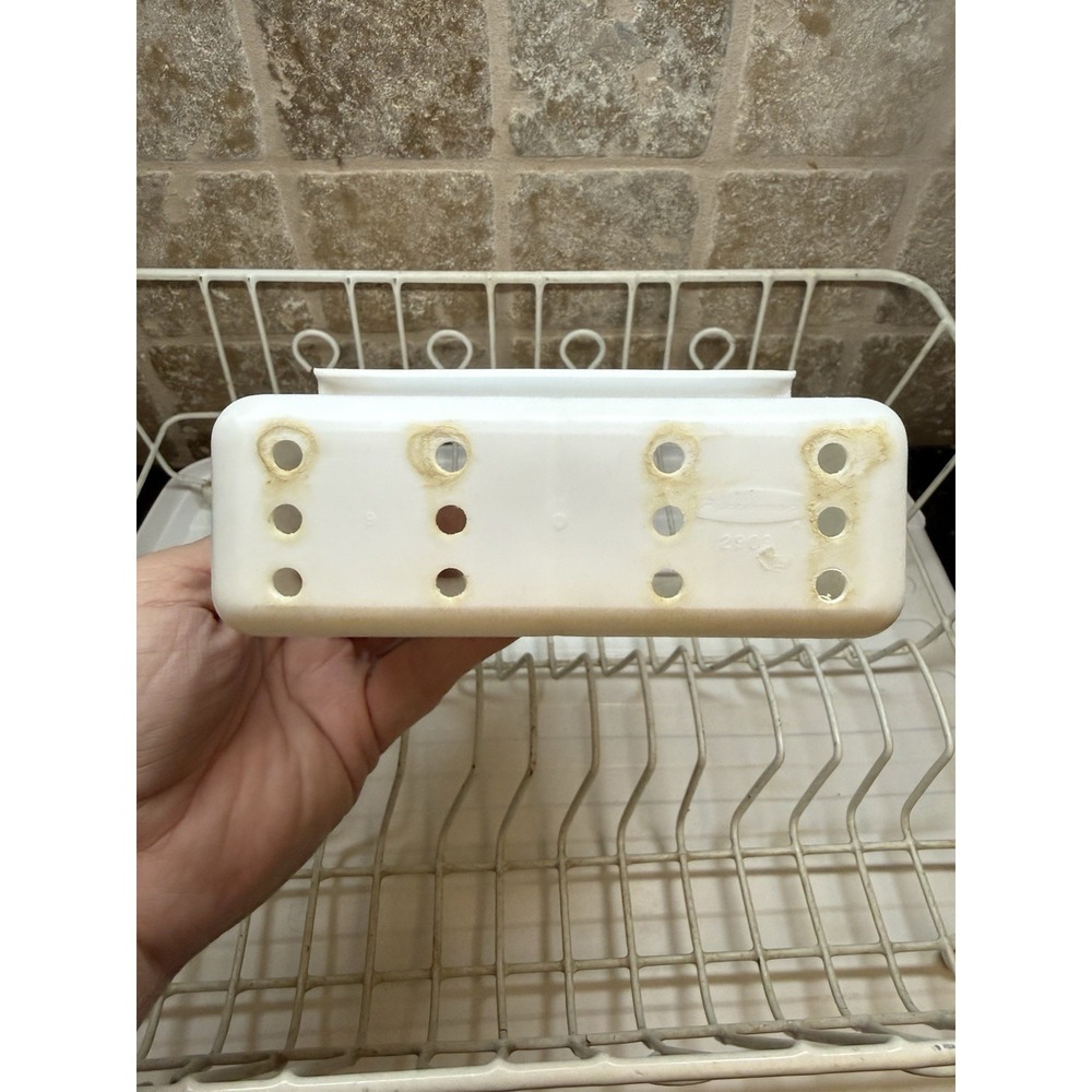 Vintage Rubbermaid White Coated Dish Drying Rack W/Silverware Cup & Drain Mat - Picture 15 of 16